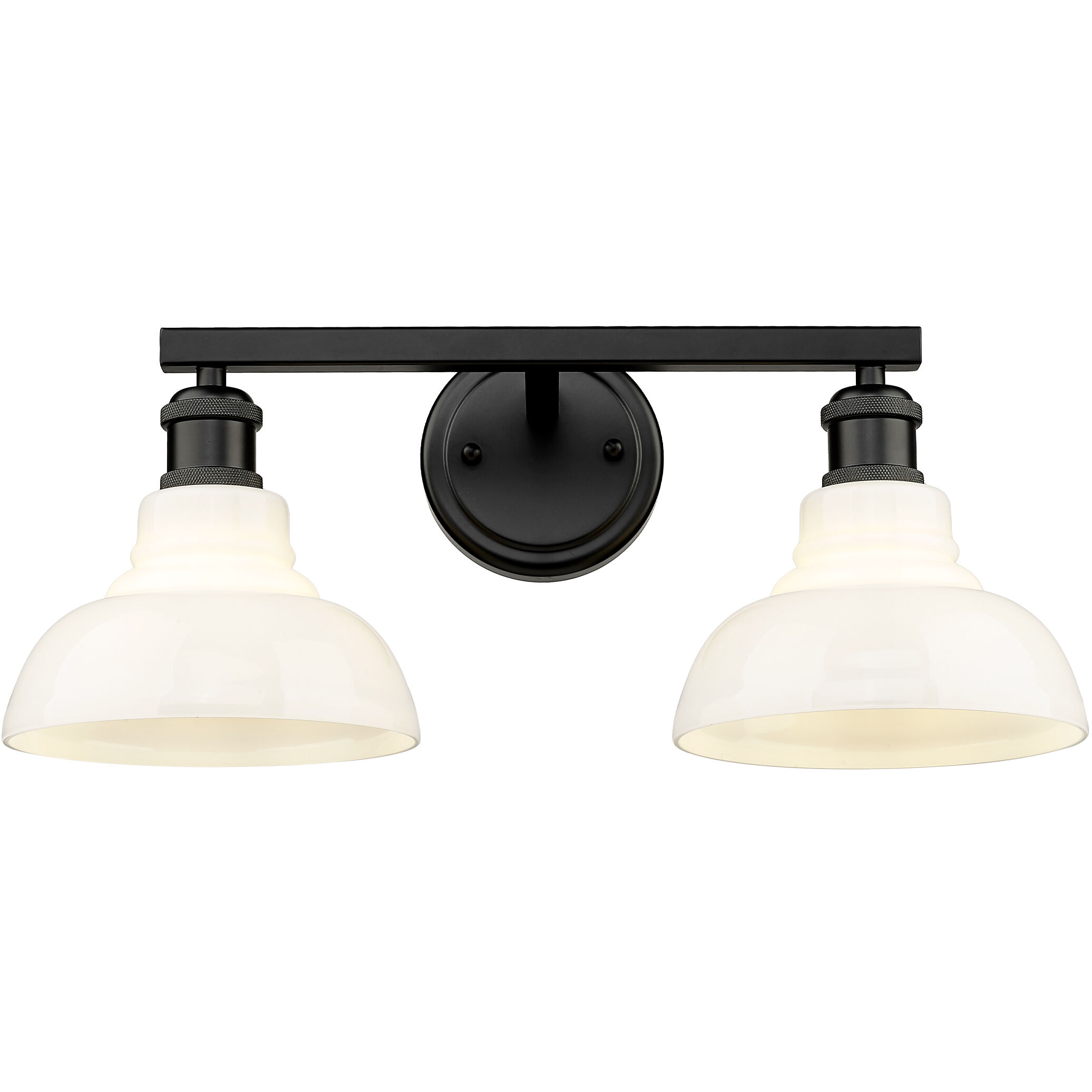 Yep Carver Vanity Wall Light in Matte Black, Vintage Milk Glass