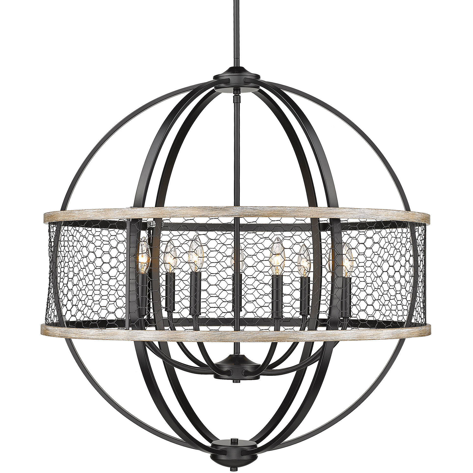 Roost 32.63 inch 60.00 watt Matte Black Chandelier Ceiling Light, Large