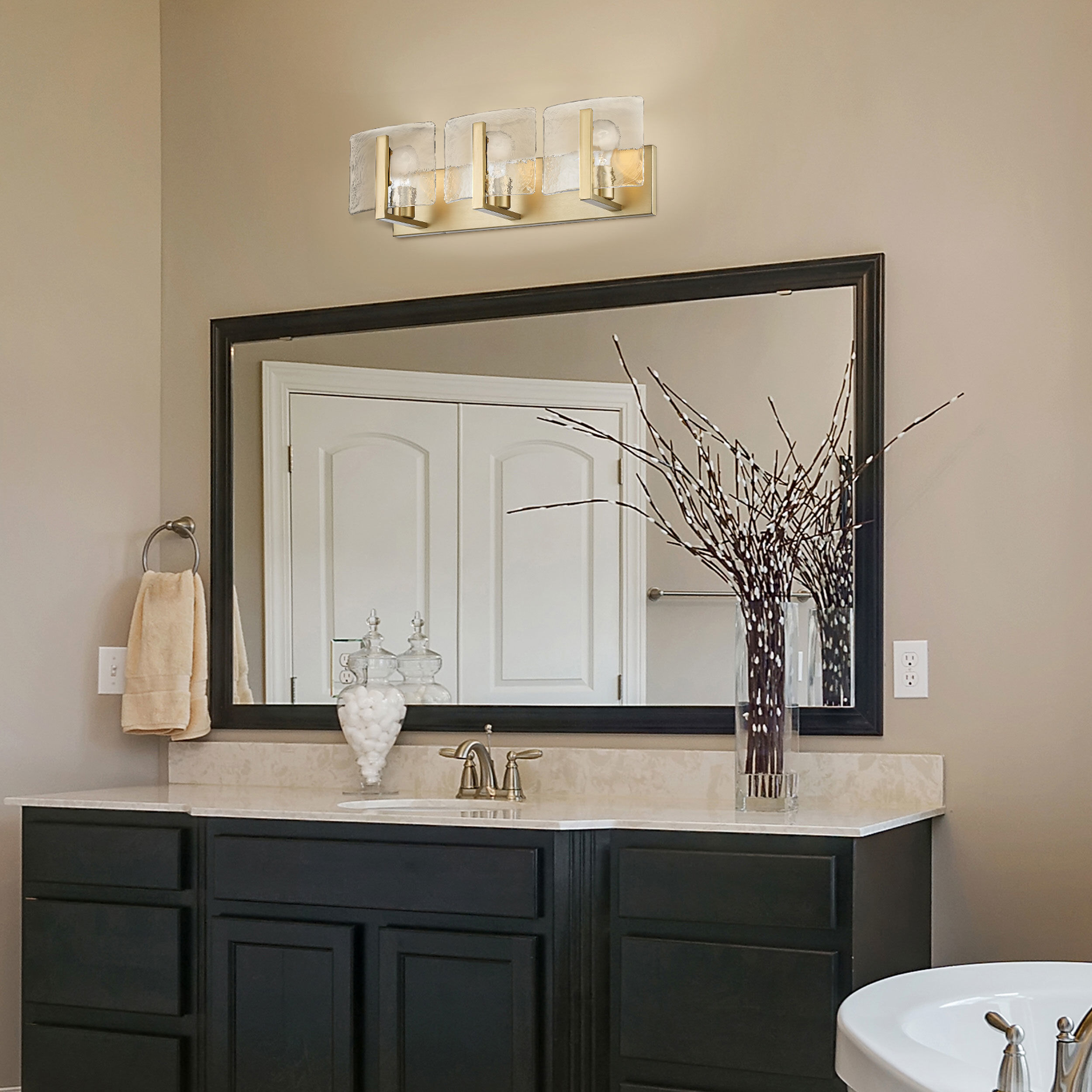 Aenon Vanity Wall Light in Brushed Champagne Brass