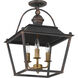 Christoff 3 Light 14 inch Antique Black Iron Semi-Flush Mount Ceiling Light