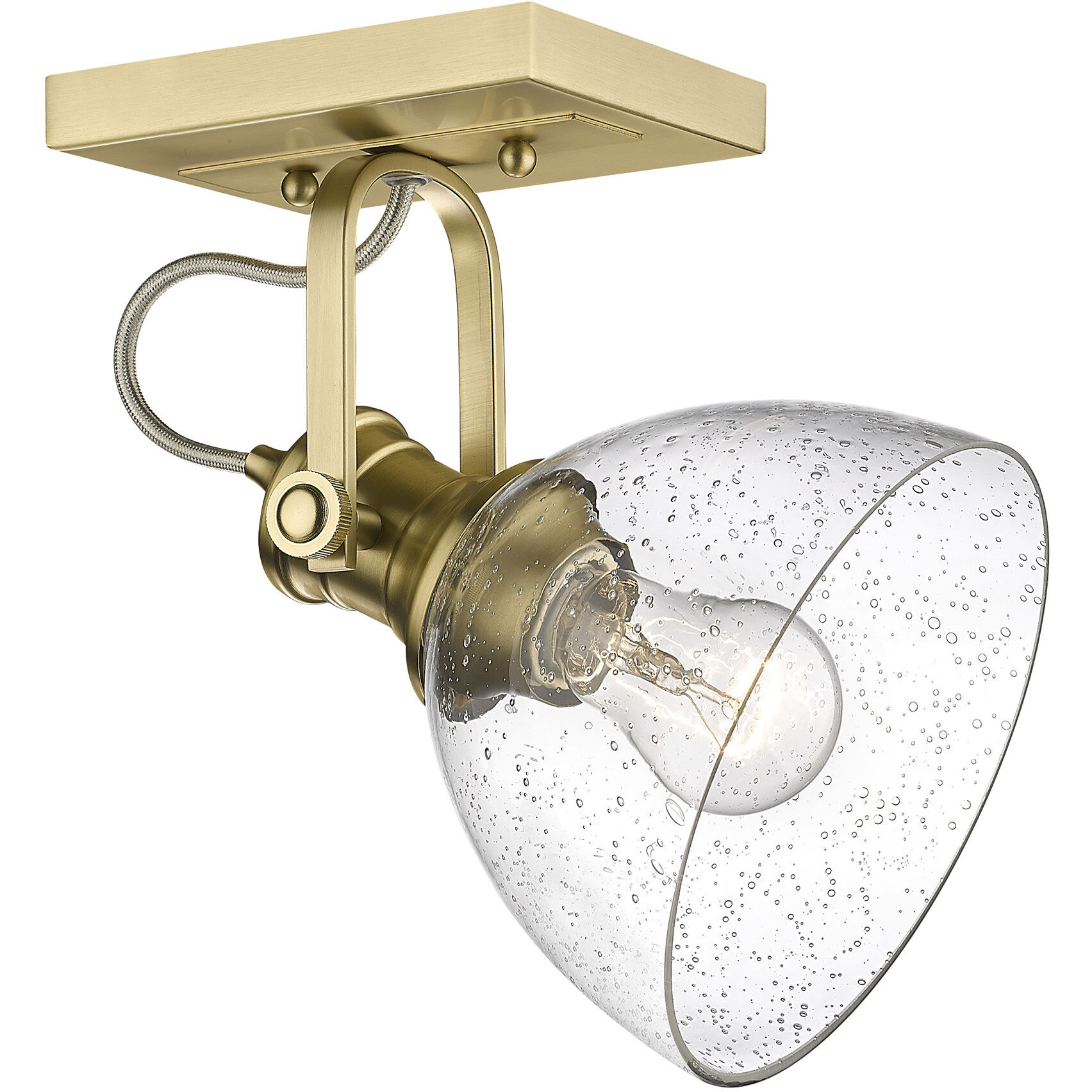 Yep Hines 1 Light 6.88 inch Matte Black Adjustable Semi-Flush Mount Ceiling Light in Seeded Glass, Damp