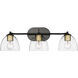 Roxie Vanity Wall Light in Matte Black/Brushed Champagne Brass