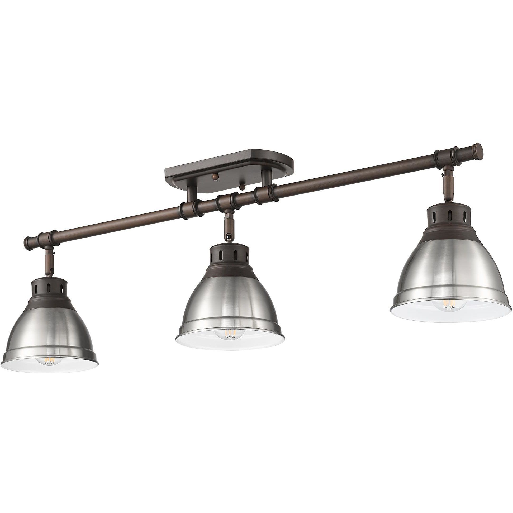 Yep Duncan 3 Light 35.38 inch Rubbed Bronze Semi-Flush Mount Ceiling Light in Pewter