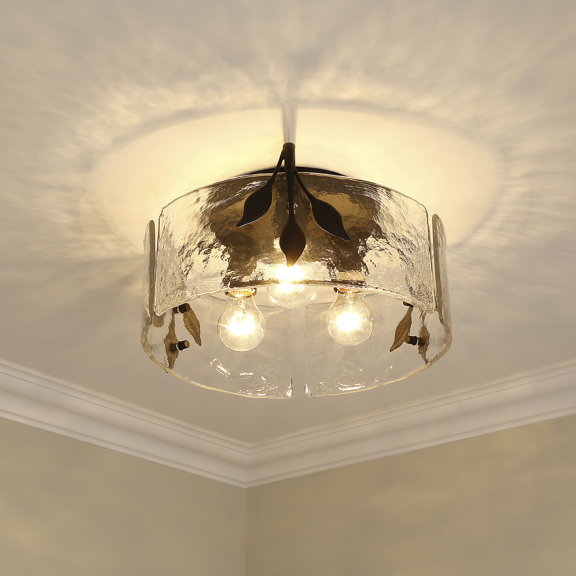 Calla 3 Light 15.13 inch Natural Black Flush Mount Ceiling Light