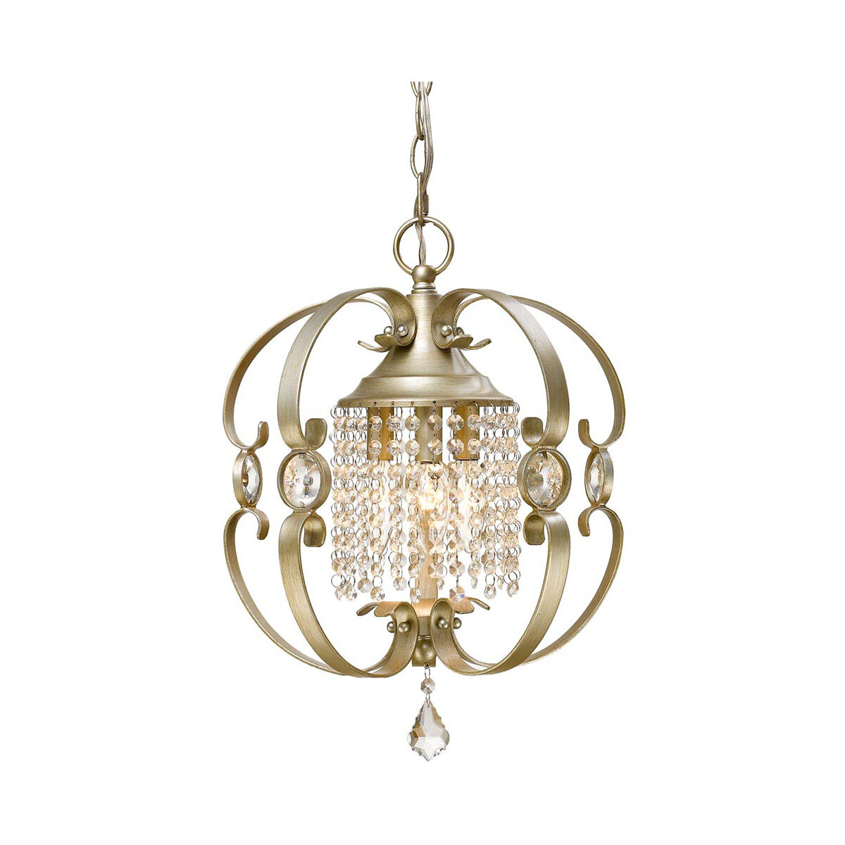 Ella 3 Light 14 inch White Gold Semi-flush Ceiling Light, Convertible