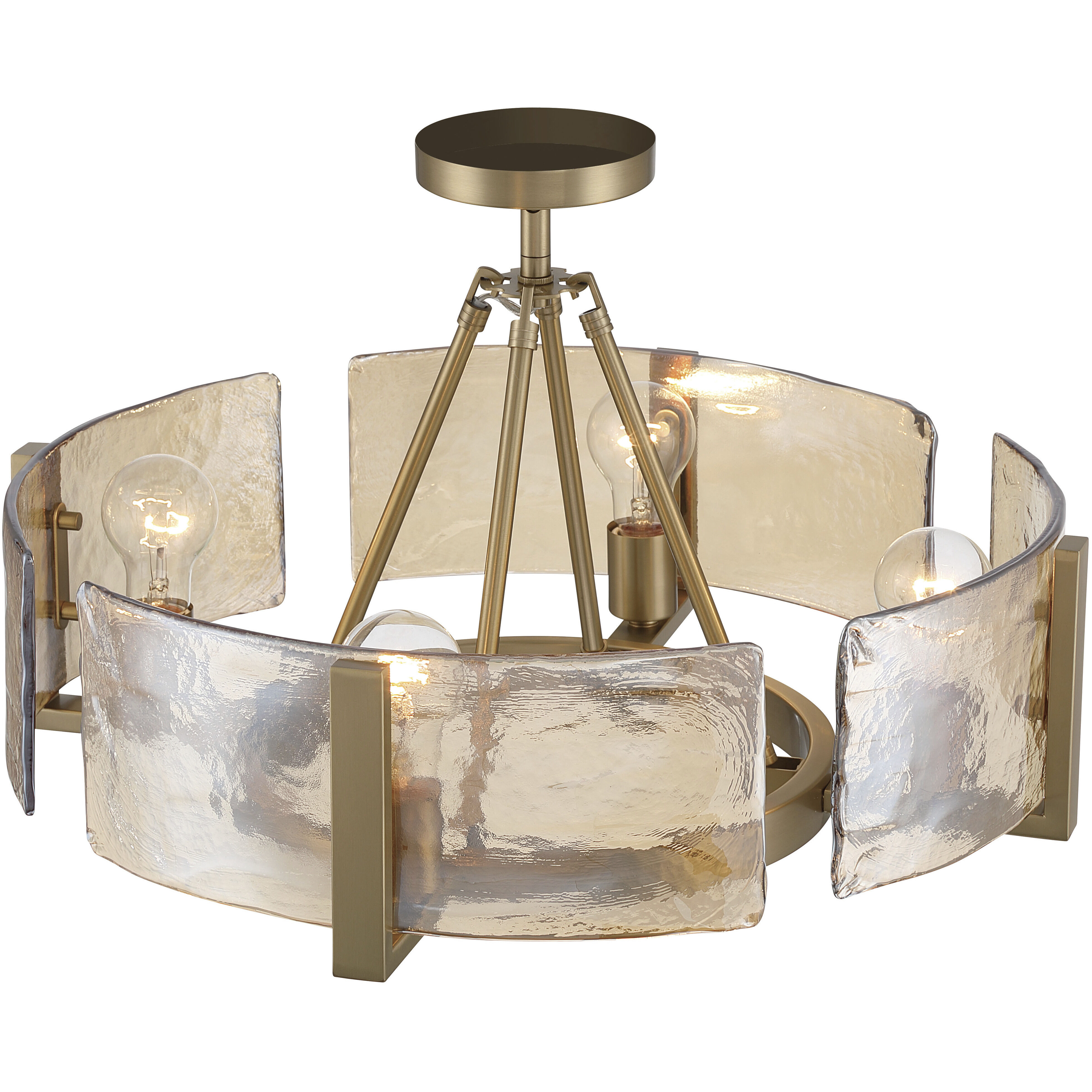 Aenon 4 Light 22 inch Brushed Champagne Brass Semi-Flush Mount Ceiling Light