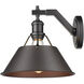 Orwell 1 Light 10 inch Matte Black Wall Sconce Wall Light in Rubbed Bronze, Damp