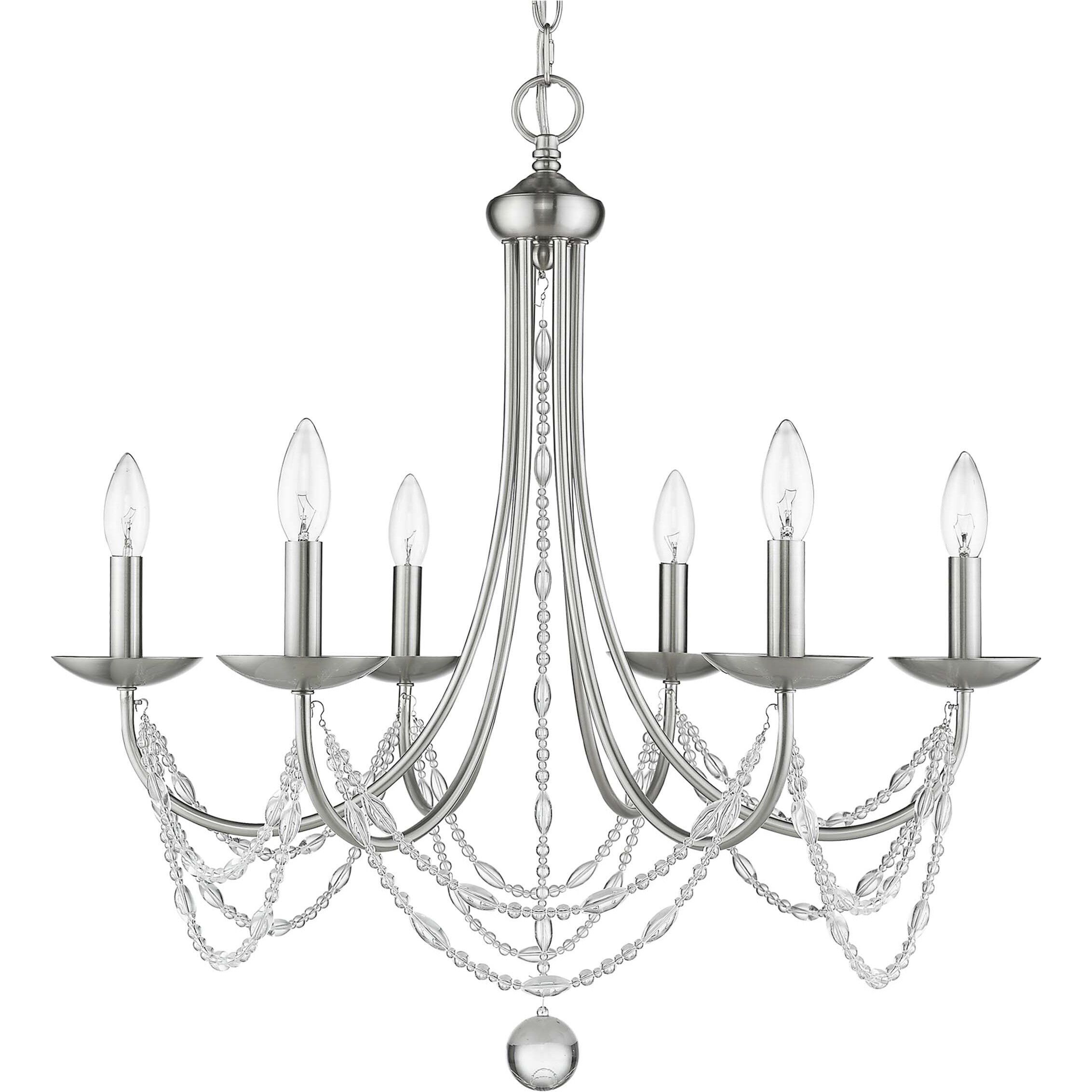 Mirabella 6 Light 25 inch Pewter Chandelier Ceiling Light in No Shade