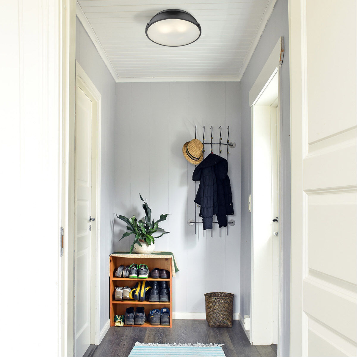 Golden Lighting 3602 14 BLK BLK Duncan 2 Light 14 inch Matte Black Flush Mount Ceiling Light Damp
