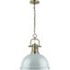 Yep Duncan 1 Light 14 inch Aged Brass Pendant Ceiling Light in Seafoam, Large