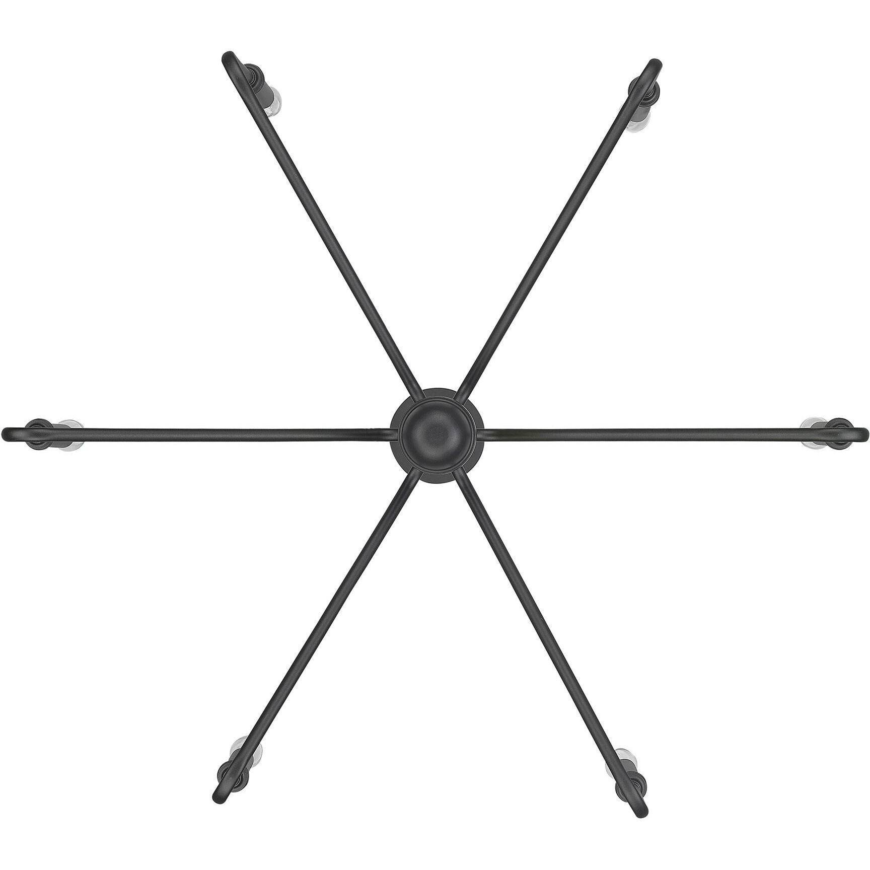 Yep Kennedy 6 Light 29.75 inch Natural Black Chandelier Ceiling Light in No Shade