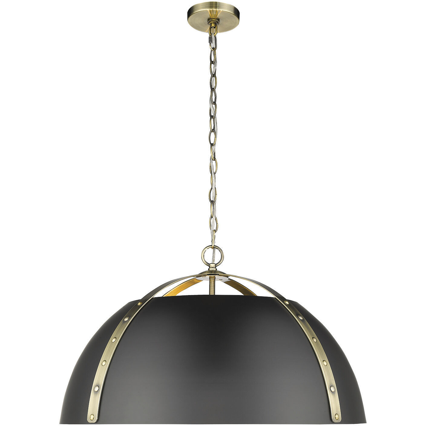Aldrich Pendant Ceiling Light in Aged Brass, Matte Black