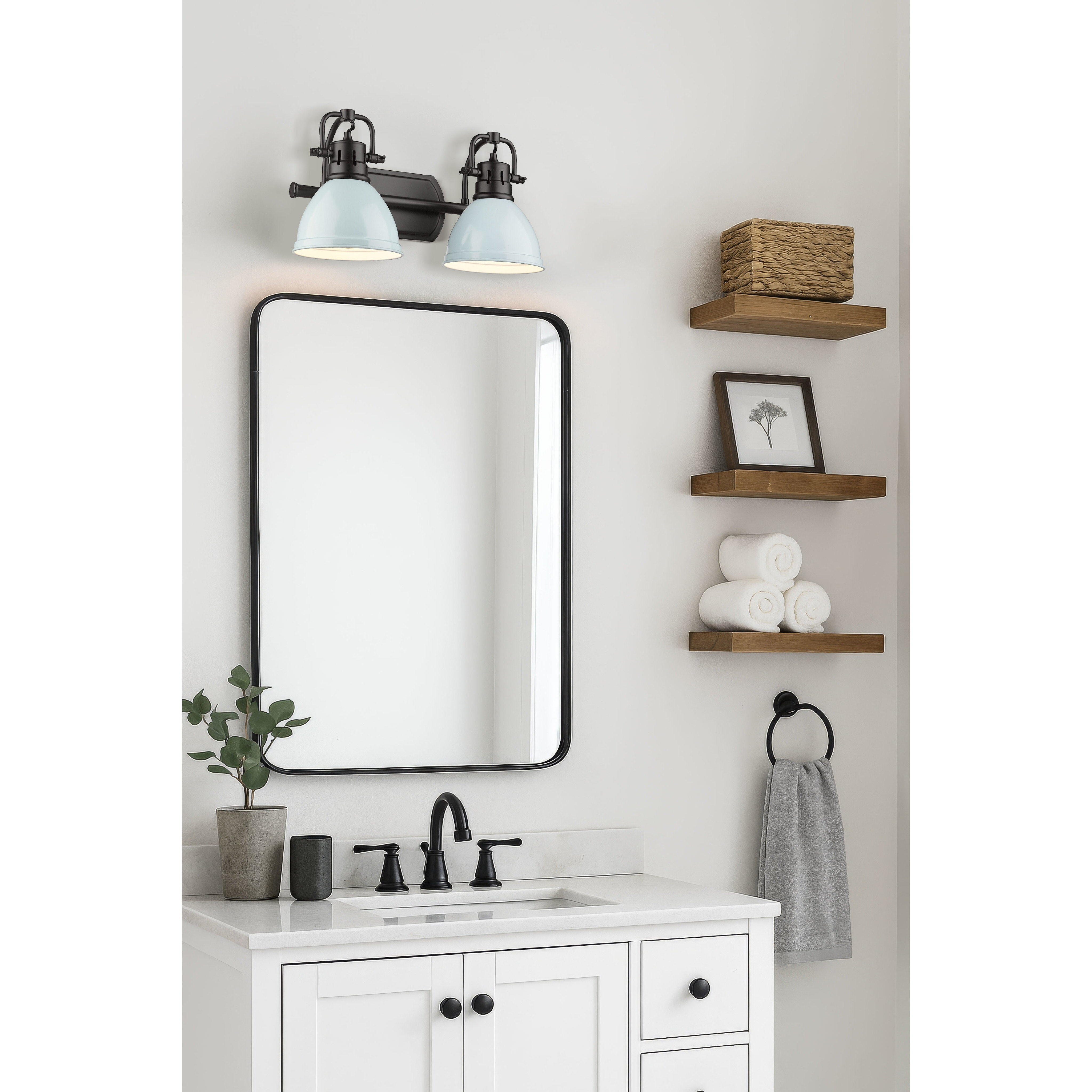 Yep Duncan Vanity Wall Light in Matte Black, Seafoam