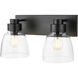 Remy 2 Light 16.88 inch Matte Black Vanity Light Wall Light