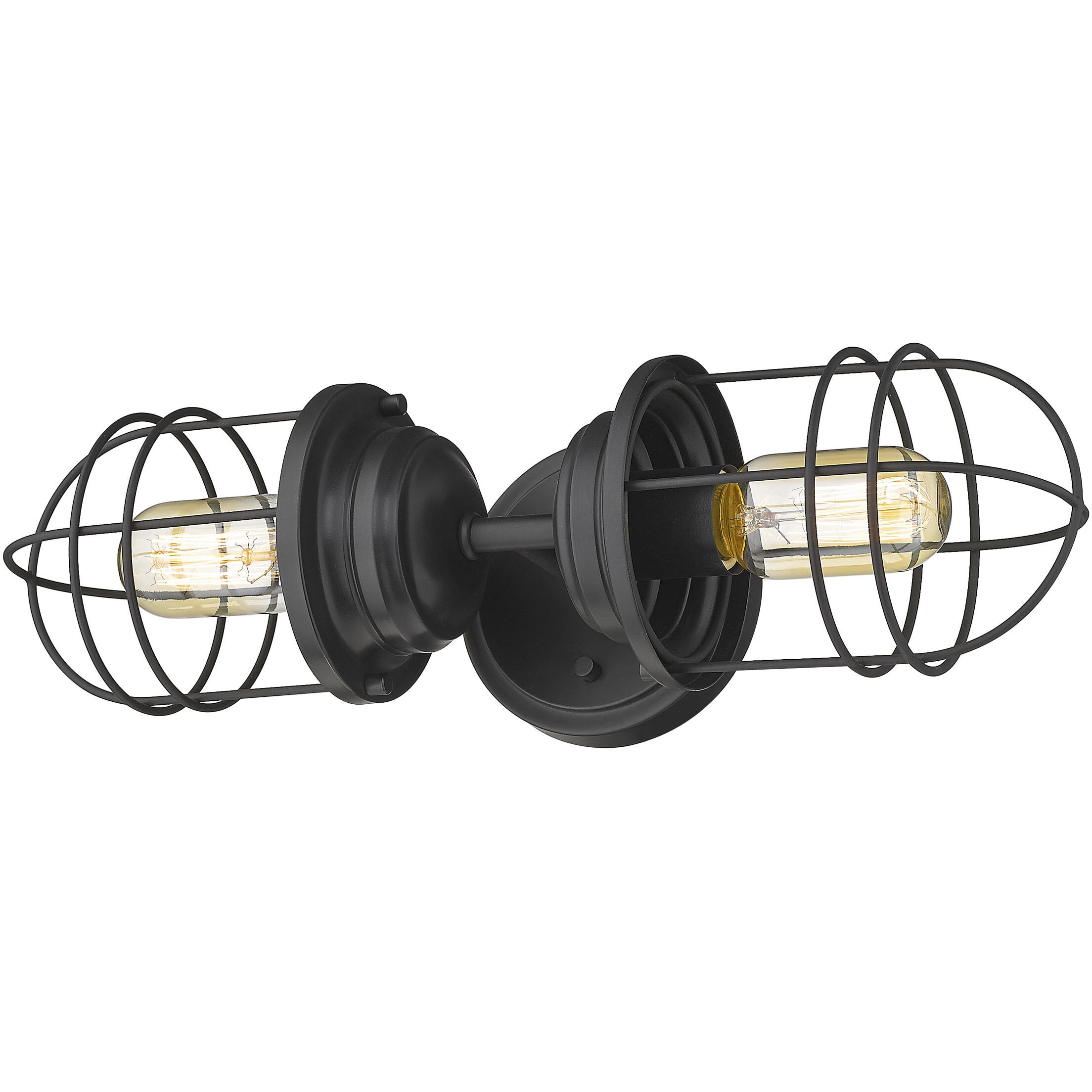 Seaport Vanity Wall Light in Matte Black, Damp