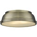 Yep Duncan 2 Light 14 inch Aged Brass Flush Mount Ceiling Light in Matte Black, Damp