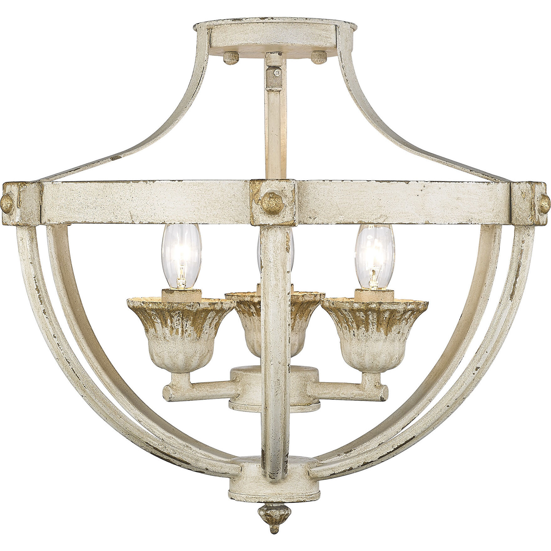 Jules 3 Light 18.25 inch Antique Ivory Semi-Flush Mount Ceiling Light
