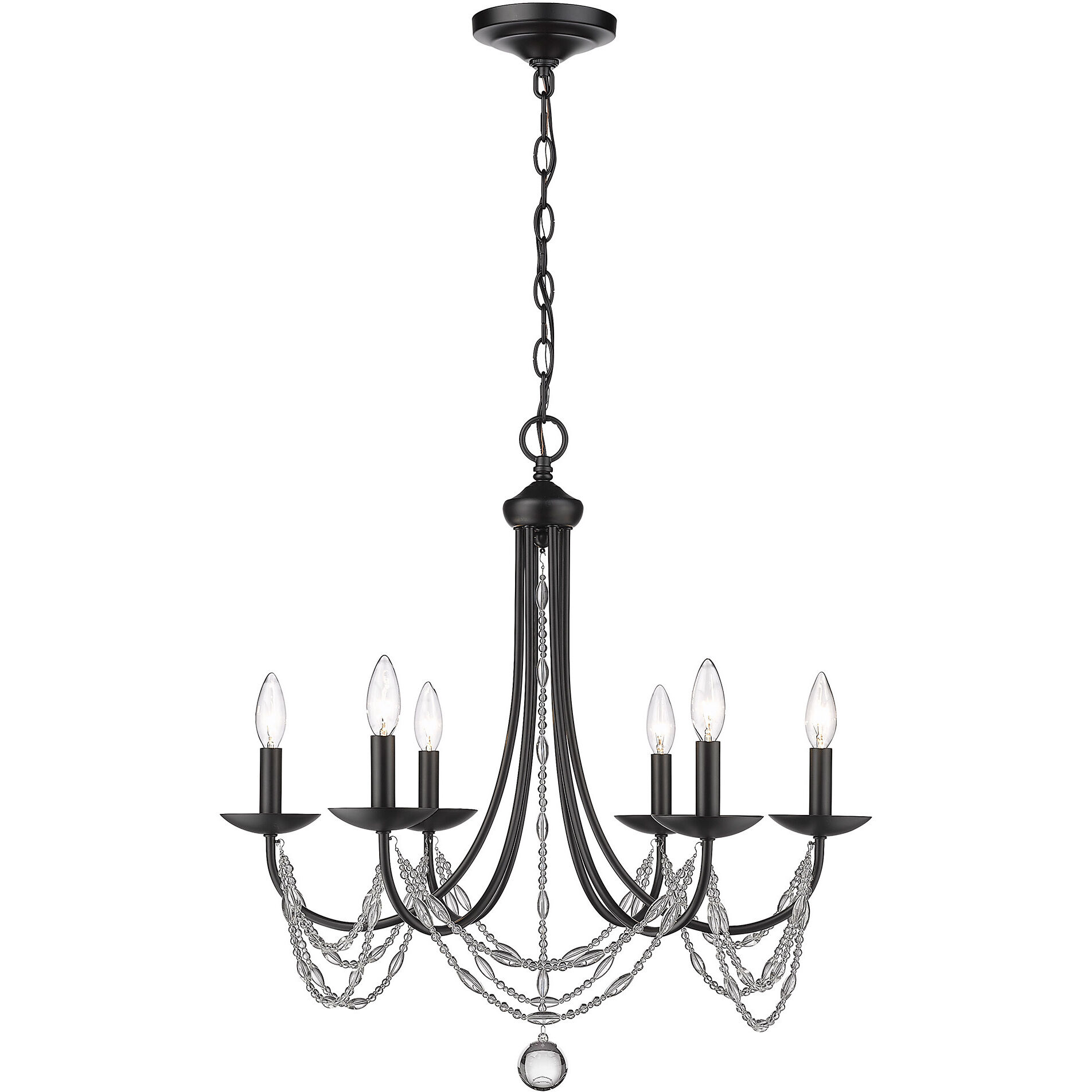 Mirabella 25 inch 60.00 watt Matte Black Chandelier Ceiling Light in No Shade
