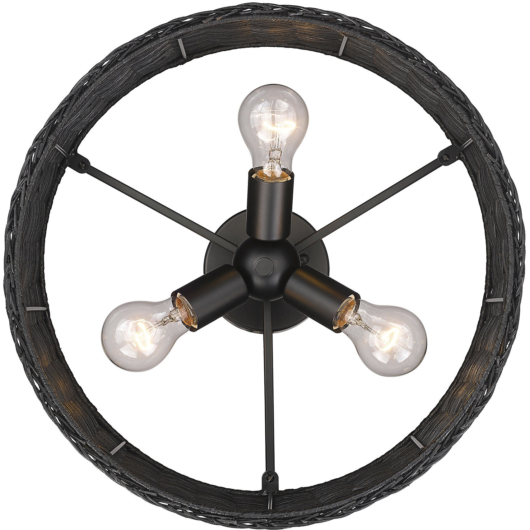 Erma 3 Light 16.38 inch Matte Black Semi-Flush Mount Ceiling Light