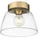Remy 1 Light 10 inch Brushed Champagne Brass Flush Mount Ceiling Light