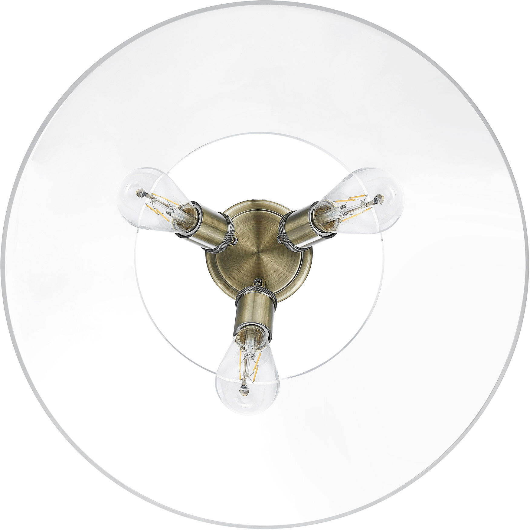 Yep Orwell 3 Light 18.75 inch Aged Brass Flush Mount Ceiling Light in Clear Glass