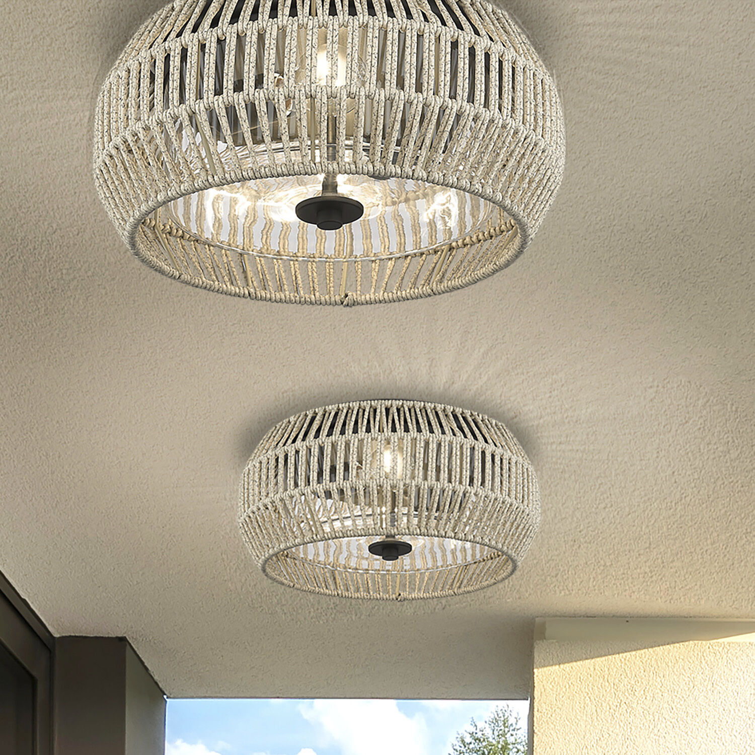 Seabrooke 2 Light 6.63 inch Natural Black Outdoor Ceiling