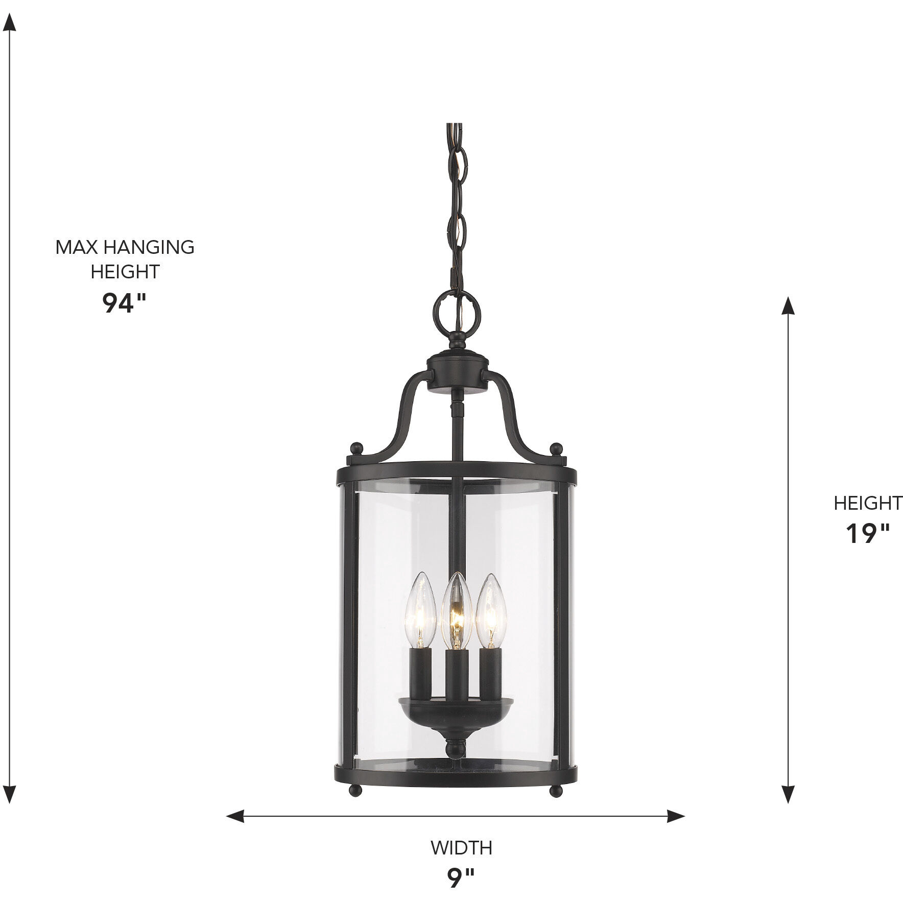 Payton 3 Light 9 inch Matte Black Pendant Ceiling Light, Caged