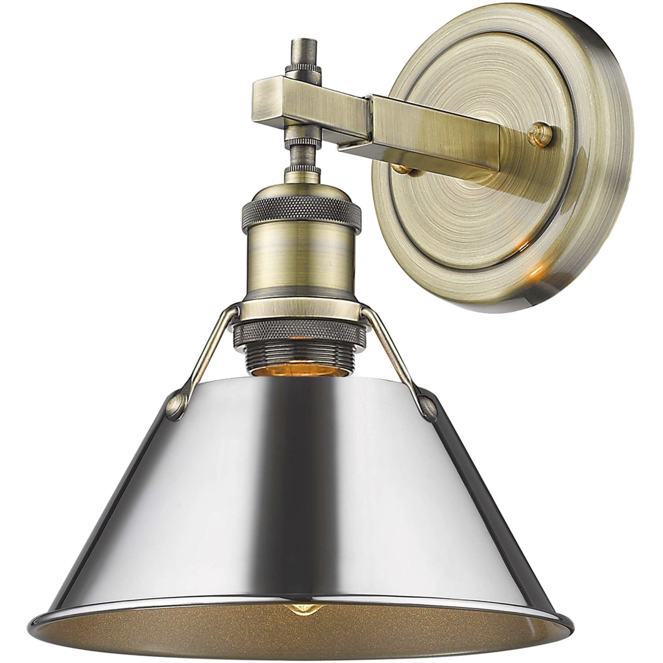 Yep Orwell Vanity Wall Light in Aged Brass, Chrome