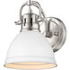 Duncan 1 Light 8 inch Pewter Bath Vanity Wall Light in Matte White
