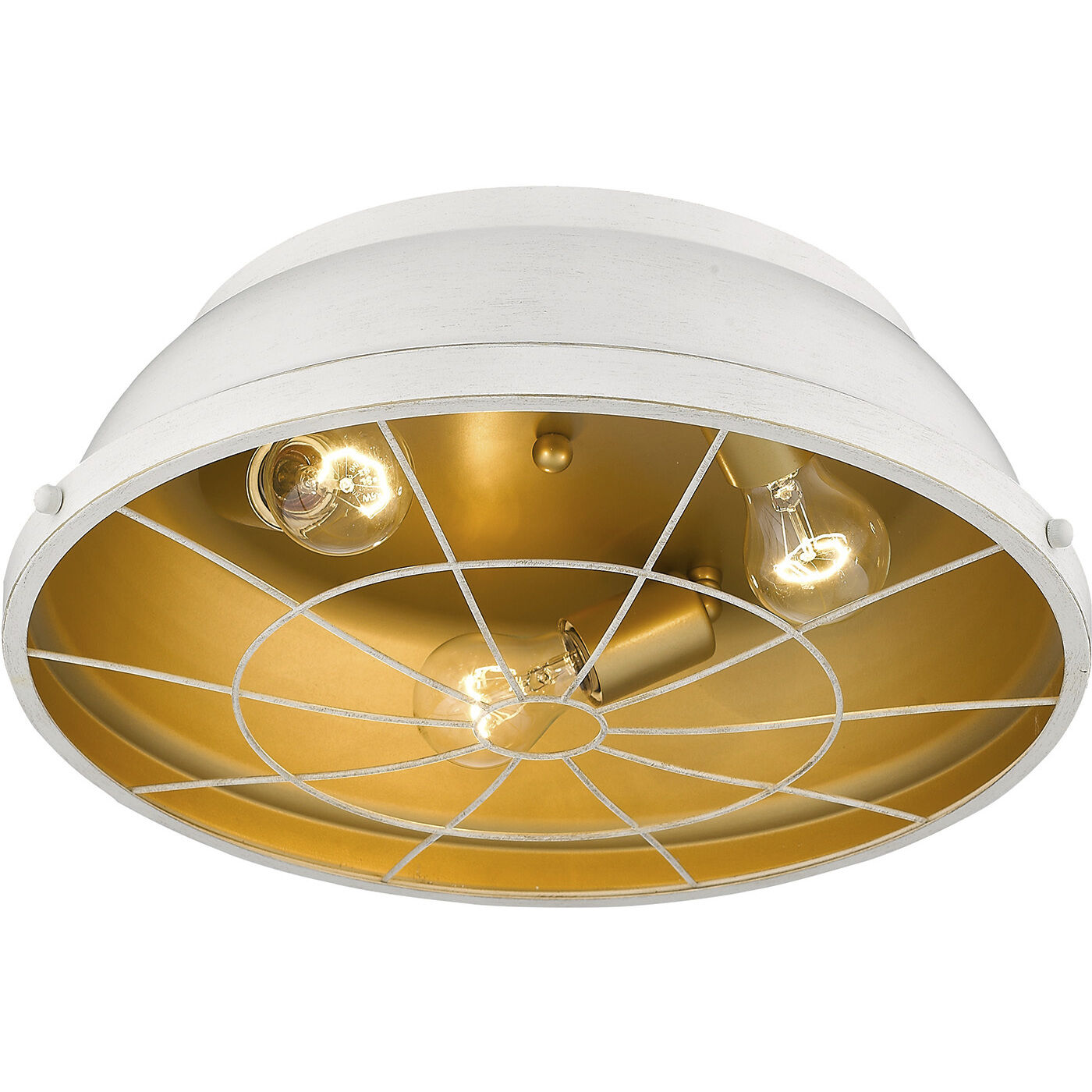 Bartlett 3 Light 16.5 inch French White Flush Mount Ceiling Light, Damp