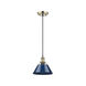 Orwell 1 Light 7.5 inch Aged Brass Mini Pendant Ceiling Light in Navy, Small