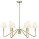 Yep Kennedy 6 Light 29.75 inch Brushed Champagne Brass Chandelier Ceiling Light in Ivory Linen