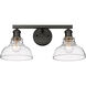 Yep Carver Vanity Wall Light in Matte Black, Clear Glass