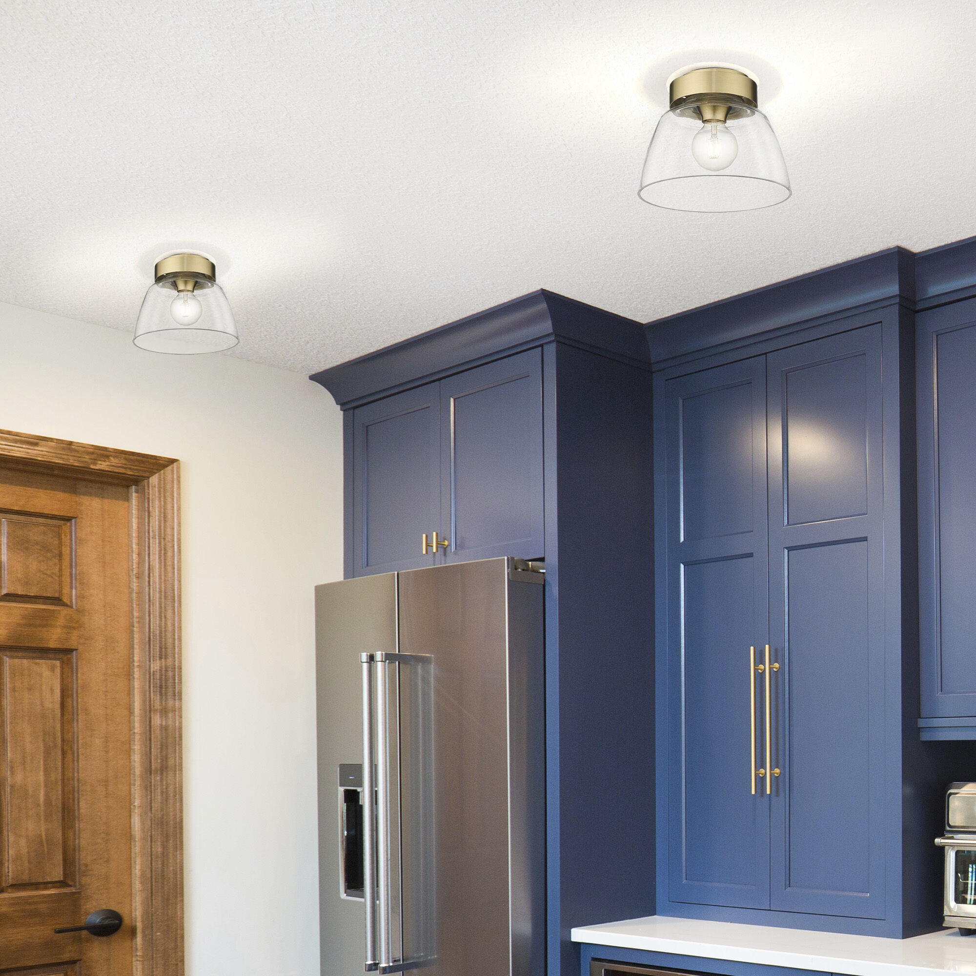 Remy 1 Light 10 inch Brushed Champagne Brass Flush Mount Ceiling Light