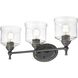 Keating 3 Light 23.88 inch Antique Black Iron Vanity Light Wall Light