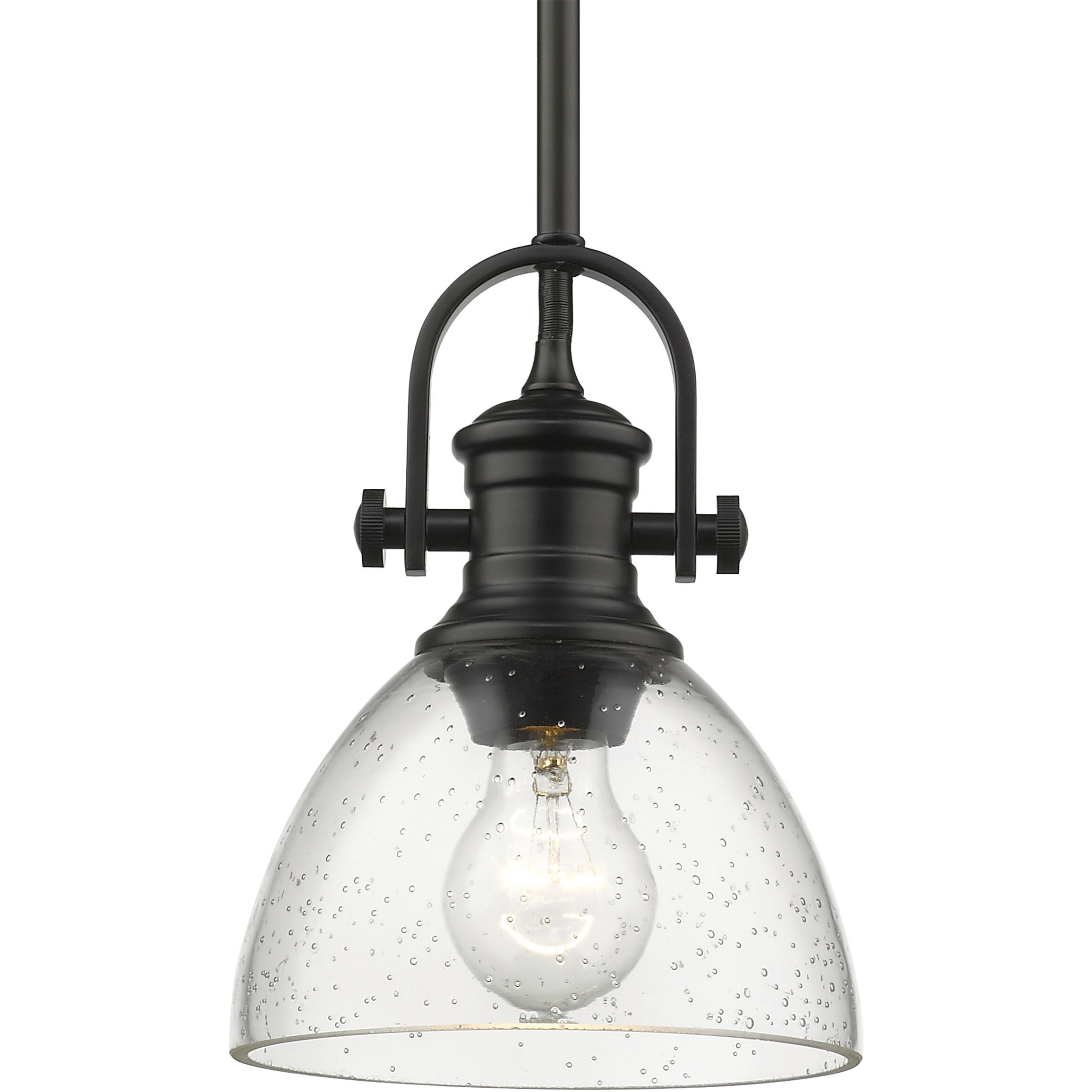 Yep Hines Pendant Ceiling Light in Matte Black, Seeded Glass