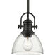 Yep Hines Pendant Ceiling Light in Matte Black, Seeded Glass