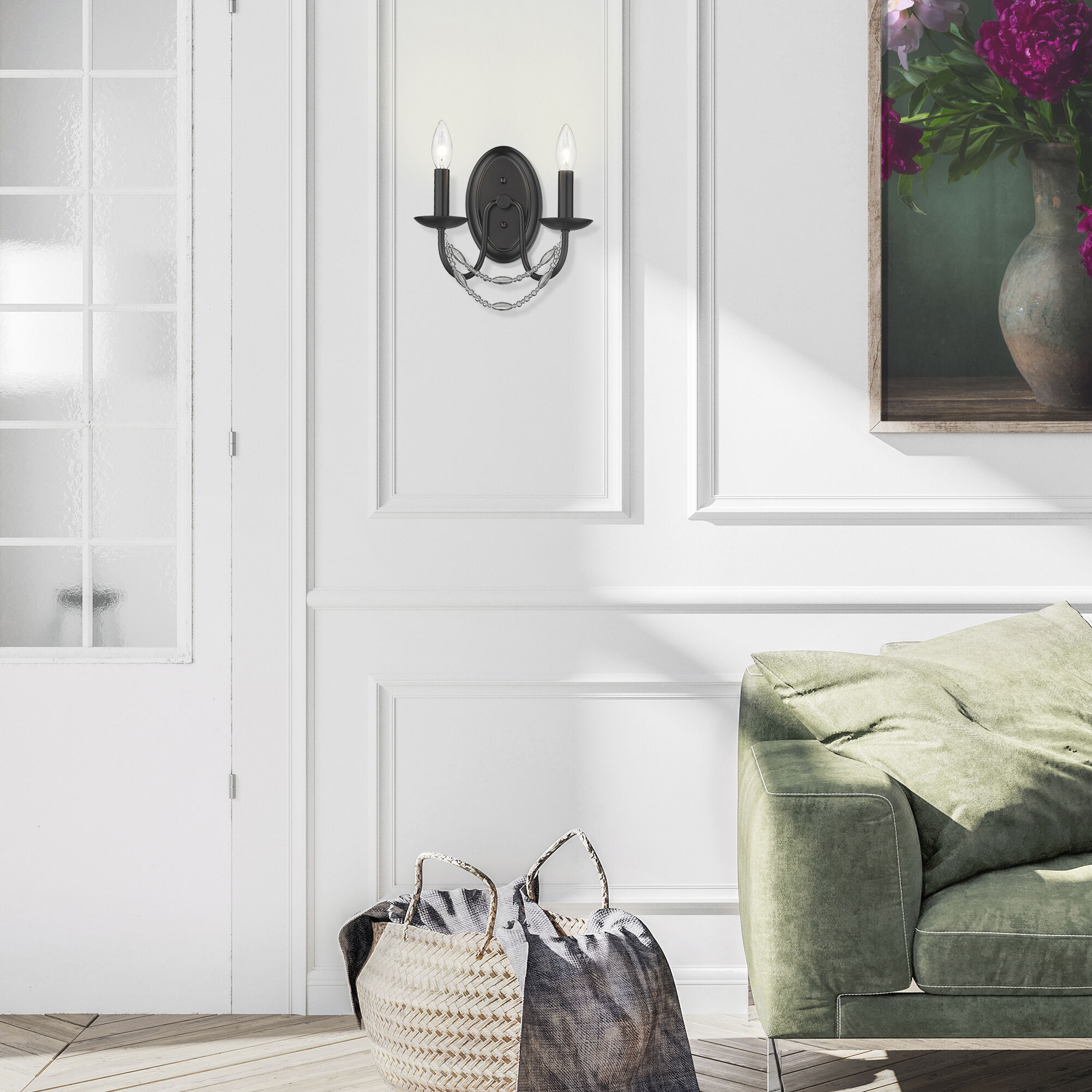 Mirabella 2 Light 10.25 inch Matte Black Wall Sconce Wall Light
