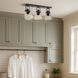Hines 3 Light 25 inch Matte Black Semi-flush Ceiling Light in Seeded Glass, Damp
