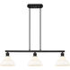 Carver 3 Light 35.5 inch Matte Black Linear Pendant Ceiling Light in Vintage Milk Glass