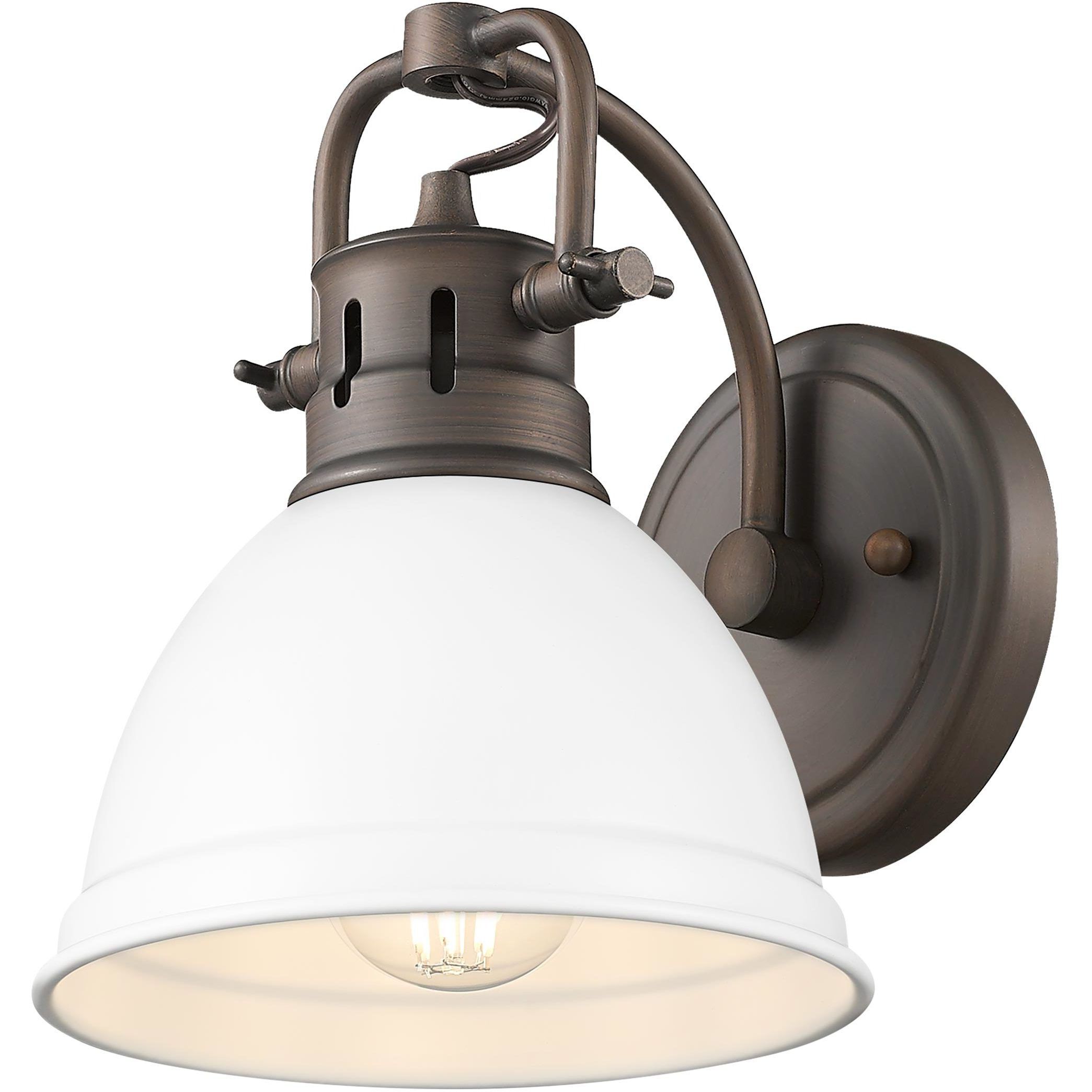 Yep Duncan Vanity Wall Light in Rubbed Bronze, Matte White