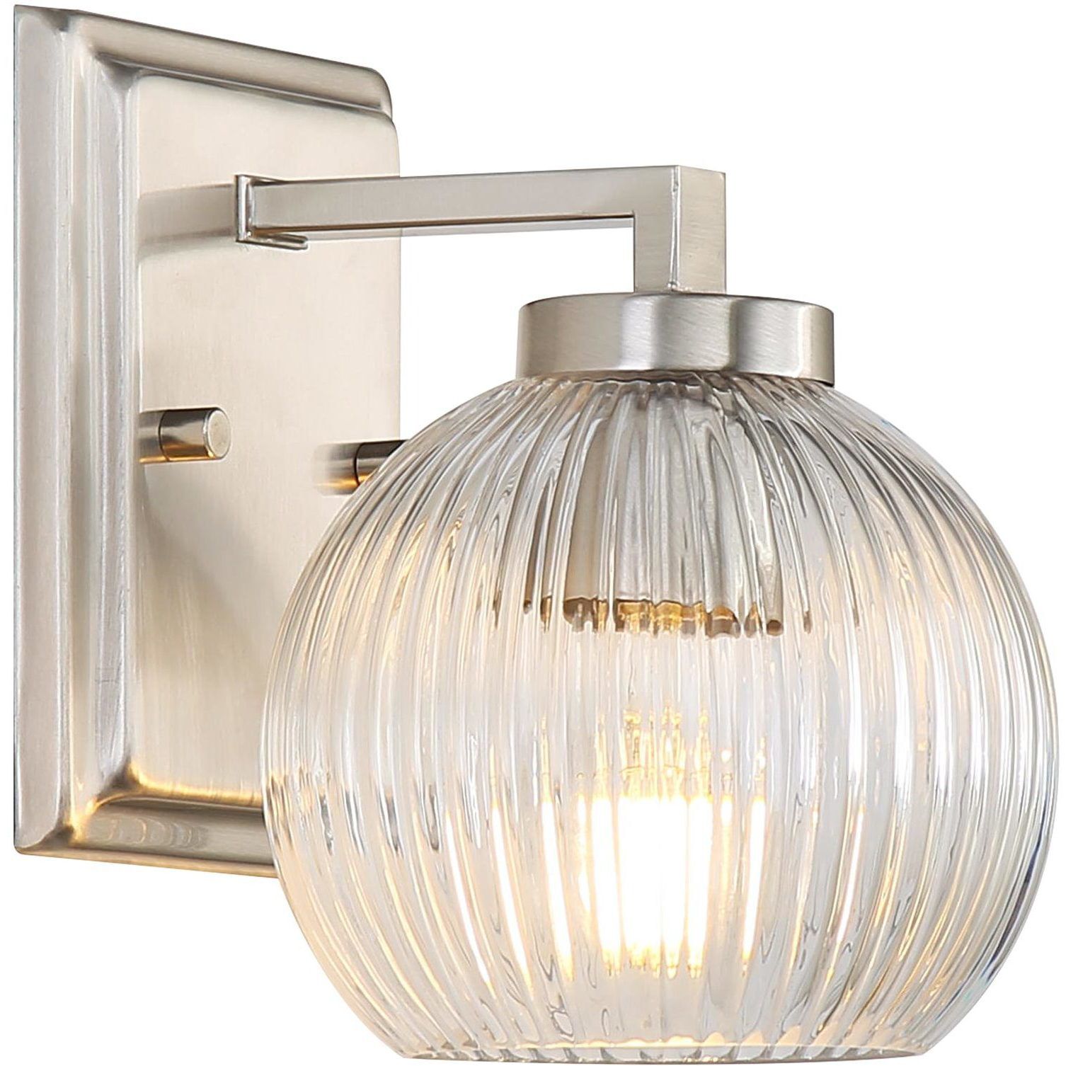 Yep Elliott Vanity Wall Light in Pewter, Ribbed