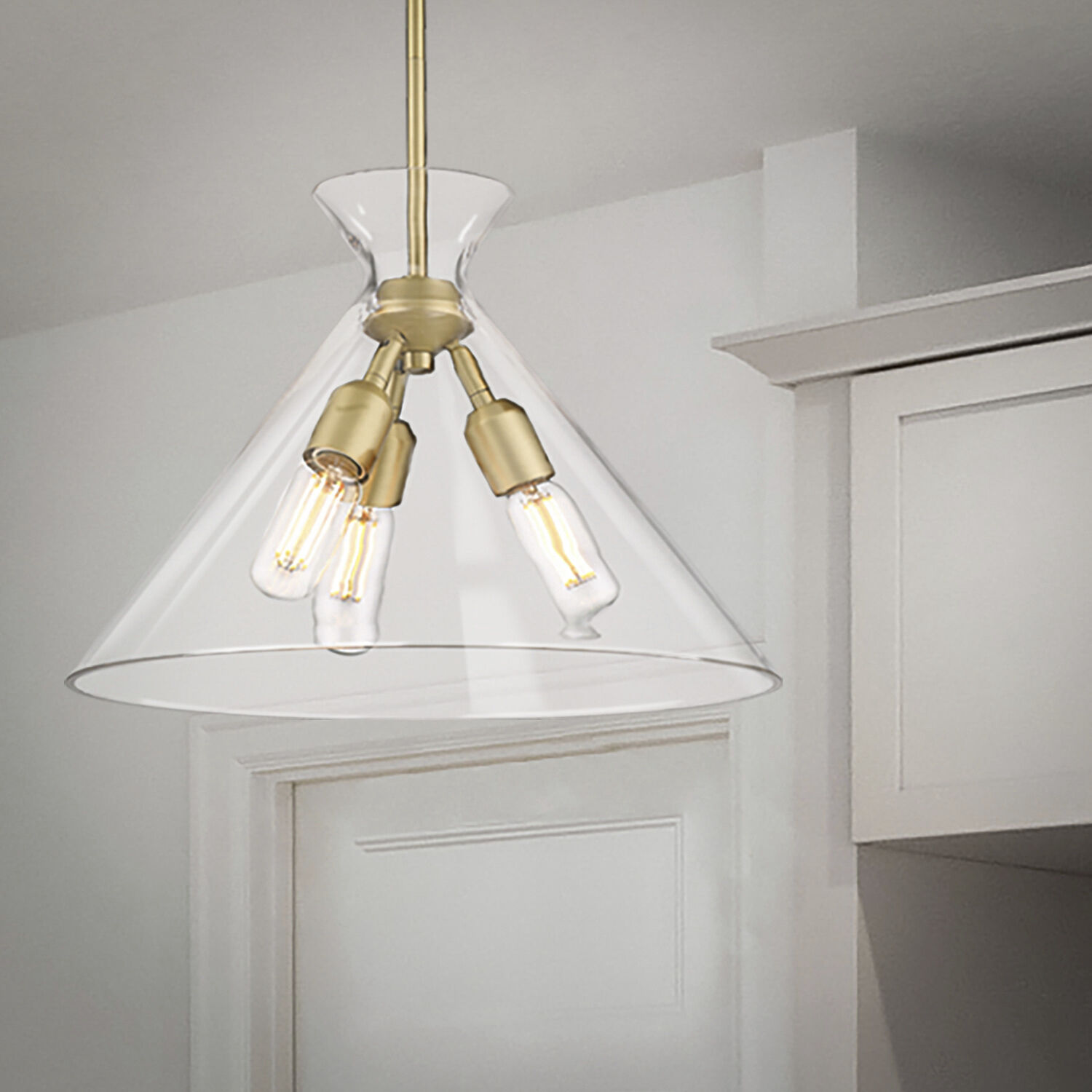 Malta Pendant Ceiling Light in Brushed Champagne Brass