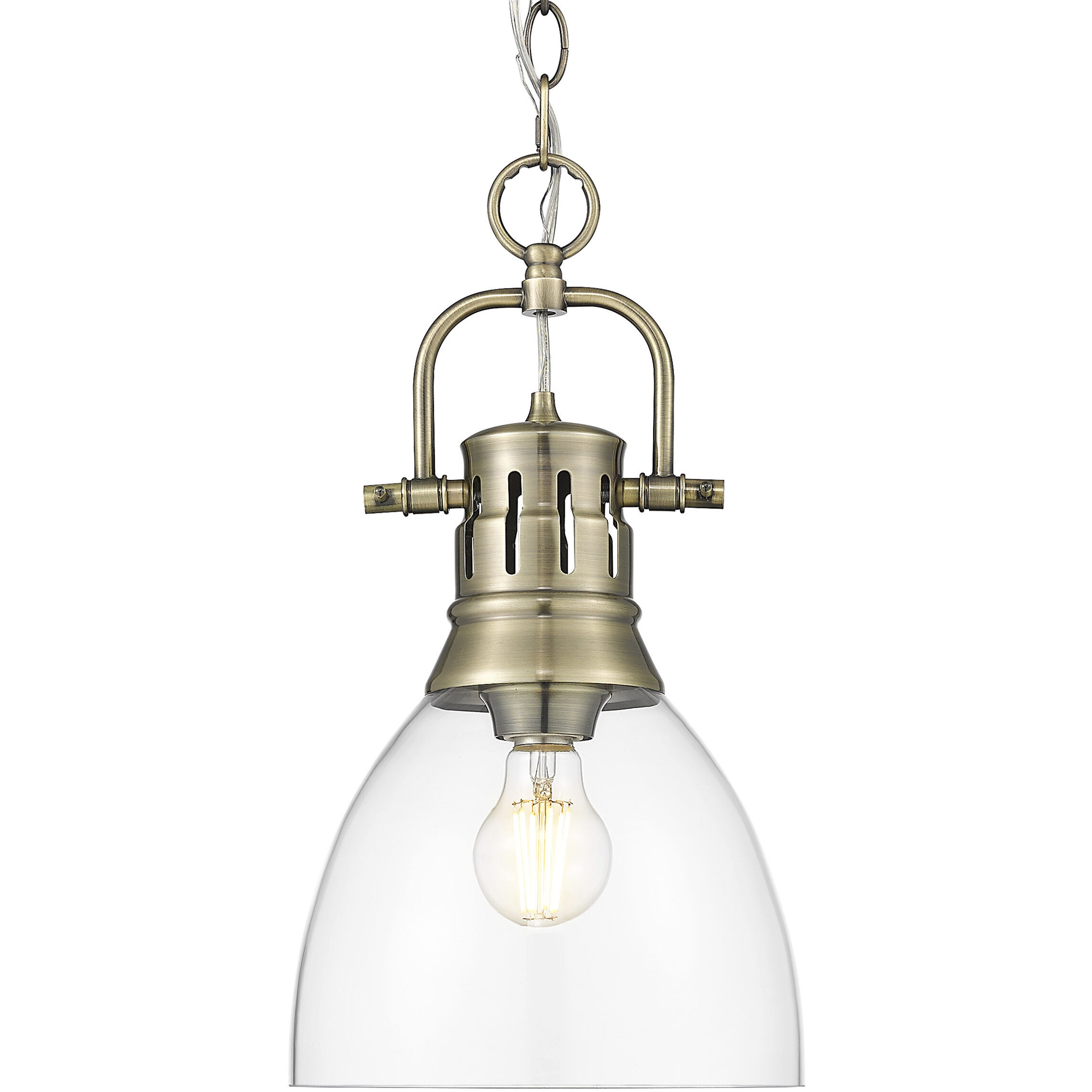 Yep Duncan 1 Light 8.88 inch Aged Brass Pendant Ceiling Light in Clear Glass