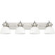 Hines 4 Light 34.5 inch Pewter Bath Vanity Light Wall Light in Opal Glass