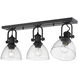 Yep Hines 3 Light 23.13 inch Matte Black Semi-Flush Mount Ceiling Light in Seeded Glass, Damp