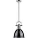 Yep Duncan 1 Light 8.88 inch Chrome Pendant Ceiling Light in Black, Small