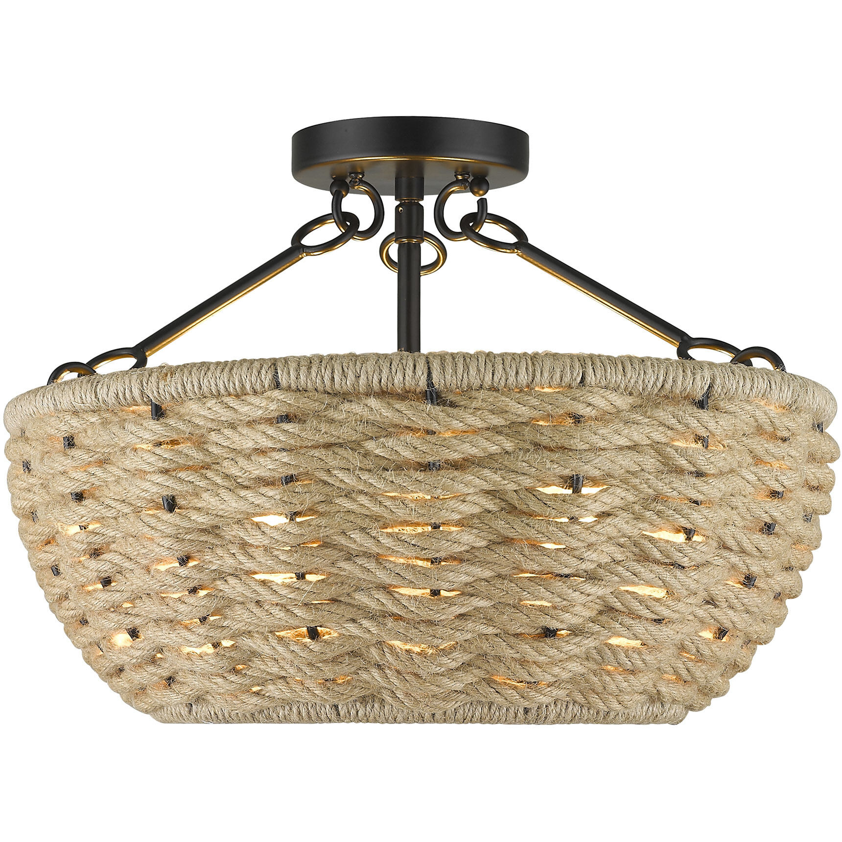 Hathaway 3 Light 16.25 inch Matte Black Semi-Flush Mount Ceiling Light