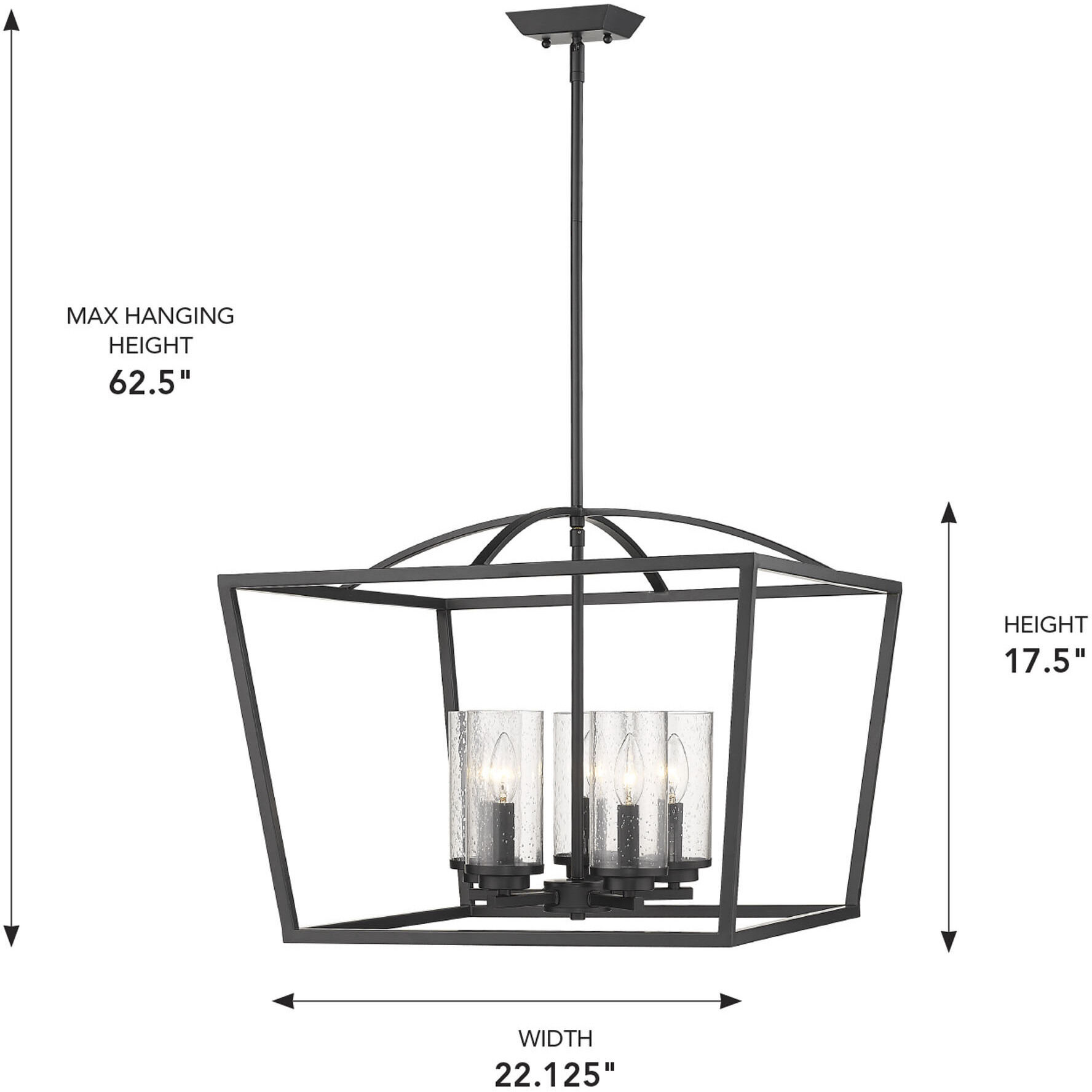 Mercer 22.13 inch 60.00 watt Matte Black Chandelier Ceiling Light in Matte Black/Matte Black