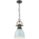 Duncan 1 Light 8.88 inch Rubbed Bronze Pendant Ceiling Light in Seafoam, Small
